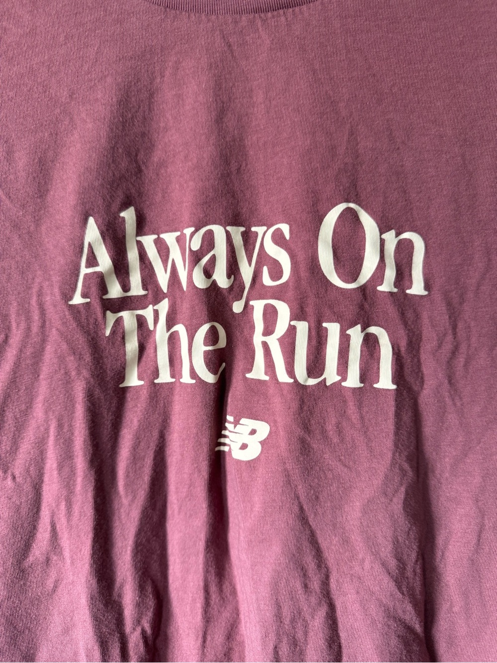 New Balance Men’s Burgundy Cream Sports Essential Run Slogan Short Sleeve Tee - Picture 13 of 15